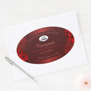 Floral Dark Red Product Labels Hawaii Flowers Logo