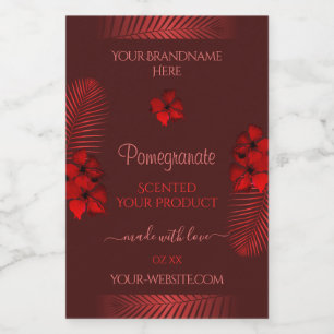 Floral Dark Red Product Labels Hawaiian Flowers