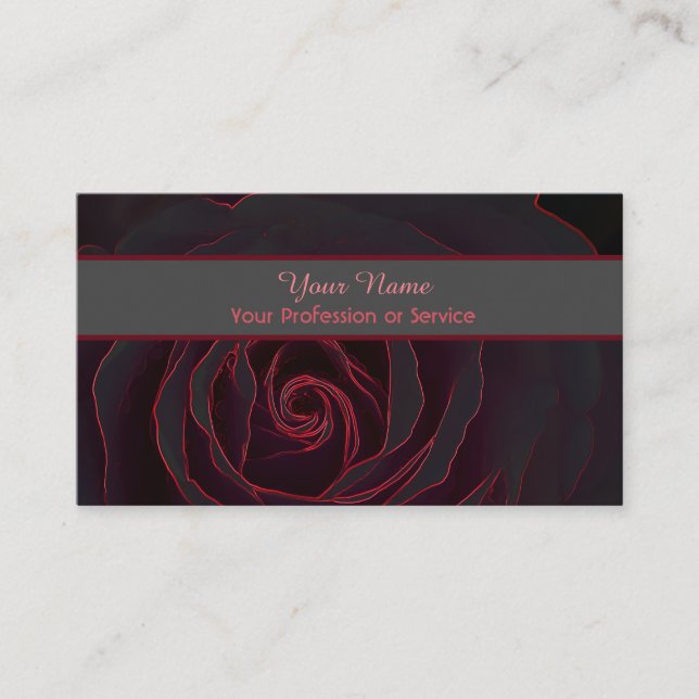 Floral dark rose neon pop-art business card (Front)
