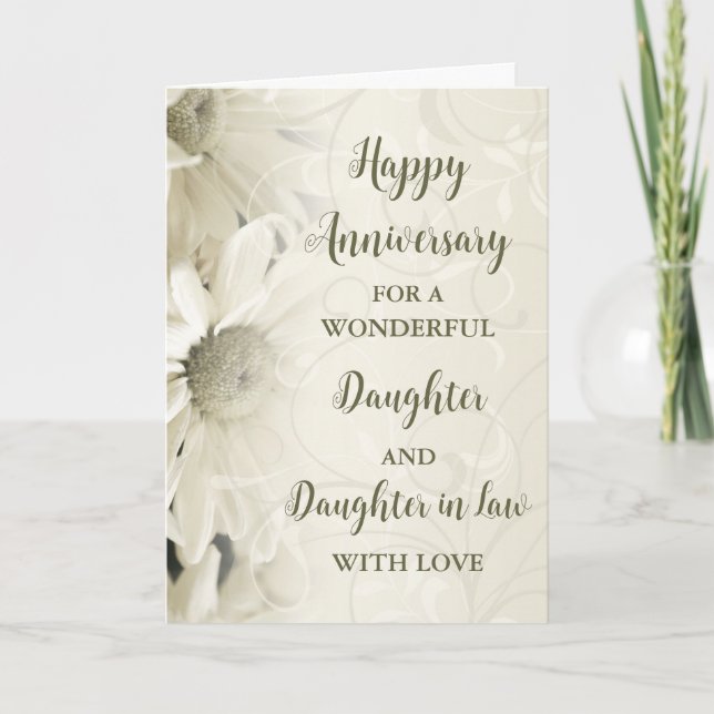 Floral Daughter & Daughter in Law Anniversary Card (Front)