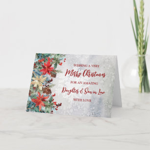 Floral Daughter & Son in Law  Merry Christmas Card