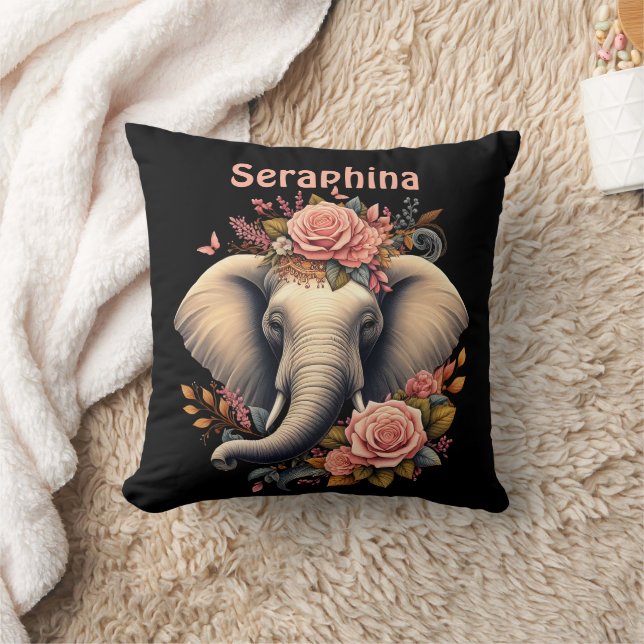 Floral dawn elephant art cushion (Blanket)