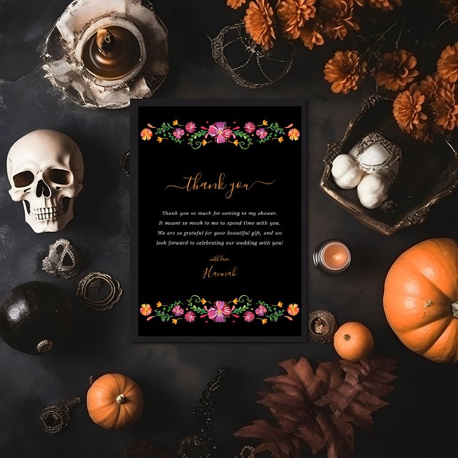 Floral Day of the Dead Bridal Shower Thank You Card (Creator Uploaded)