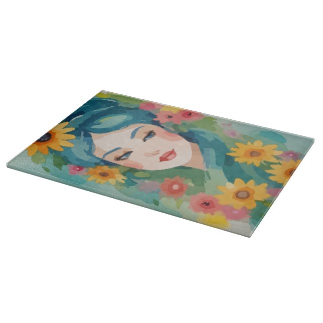 Floral Daydream Portrait Cutting Board (Corner)