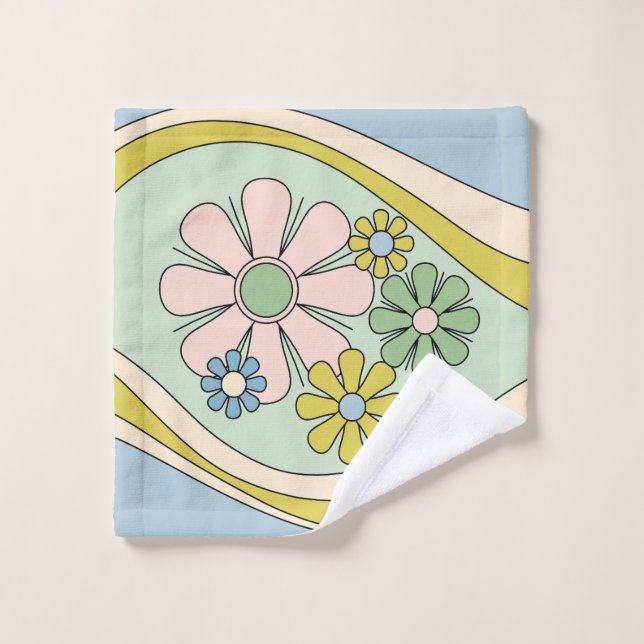 Floral Daydream Retro Flower 60s 70s Pastel  Wash Cloth (Wash Cloth)