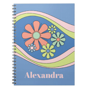 Floral Daydream Retro Flower 60s 70s Personalized Notebook