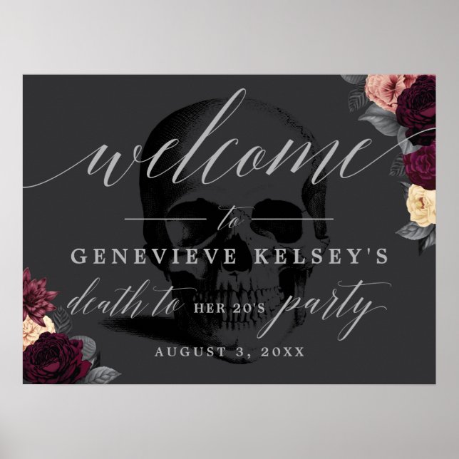 Floral Death to your 20's Party Welcome Sign (Front)