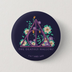 Floral Deathly Hallows Graphic 6 Cm Round Badge