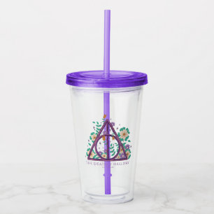 Floral Deathly Hallows Graphic Acrylic Tumbler