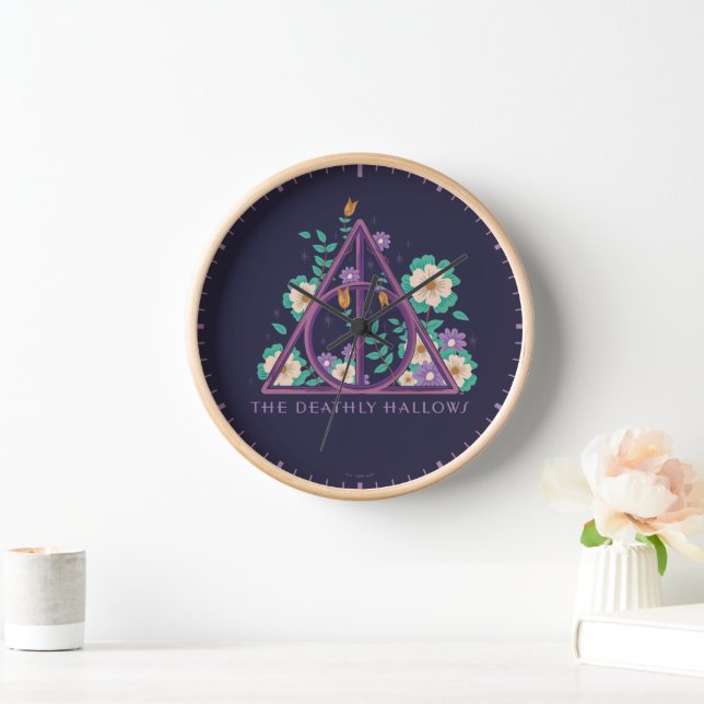 Floral Deathly Hallows Graphic Clock (Home)