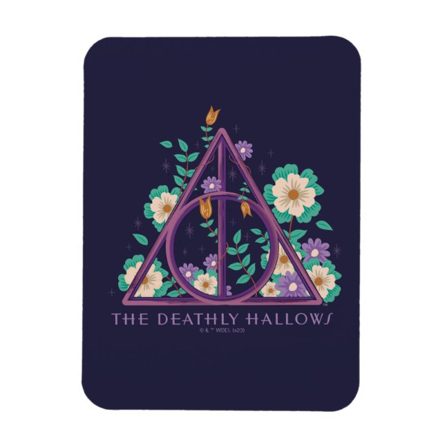 Floral Deathly Hallows Graphic Magnet (Vertical)
