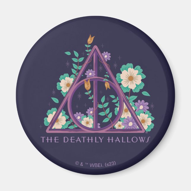Floral Deathly Hallows Graphic Magnet (Front)