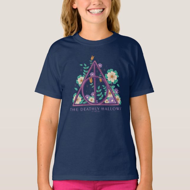 Floral Deathly Hallows Graphic T-Shirt (Front)