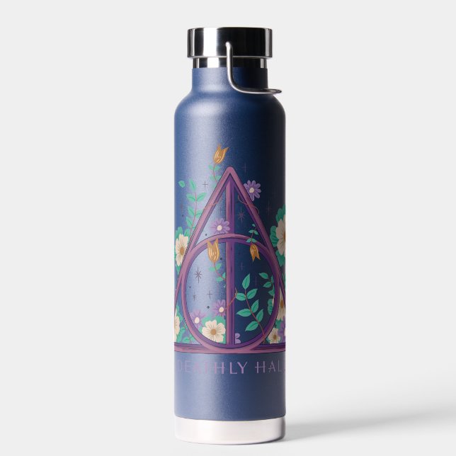 Floral Deathly Hallows Graphic Water Bottle (Left)