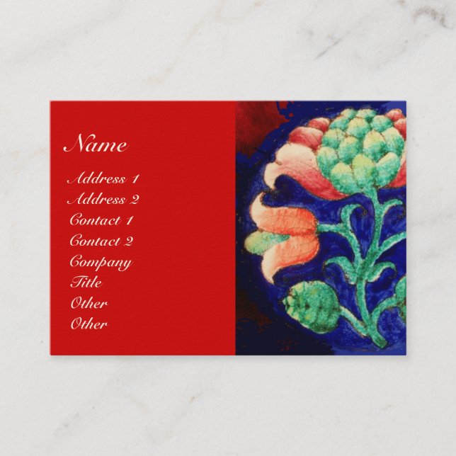 FLORAL DECOR Blue,Pink,Green Business Card (Front)