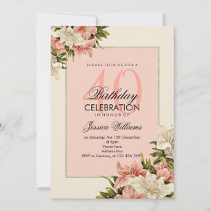 Floral Decorations Feminine Birthday Invitation