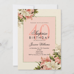 Floral Decorations Feminine Surprise Birthday Invitation