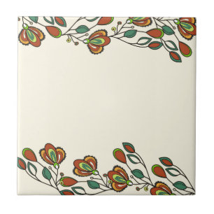Floral Decorative Ceramic Tile – Colourful Vintage
