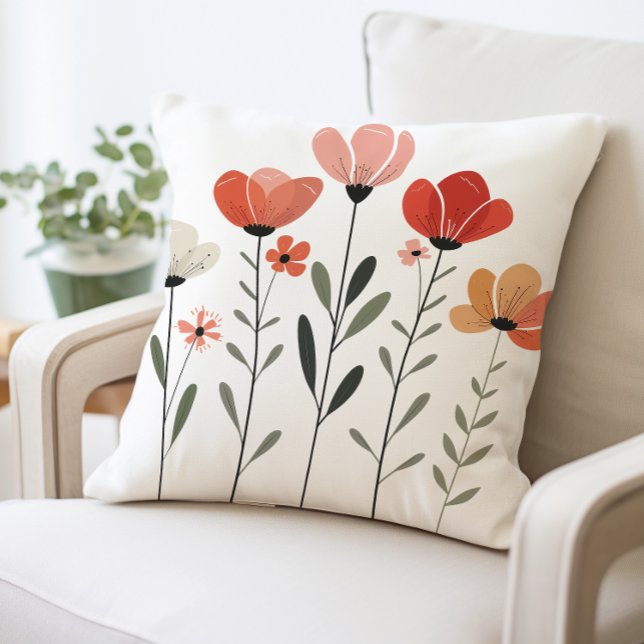 Floral Decorative Pillow, Modern Flower Design Cushion (Creator Uploaded)