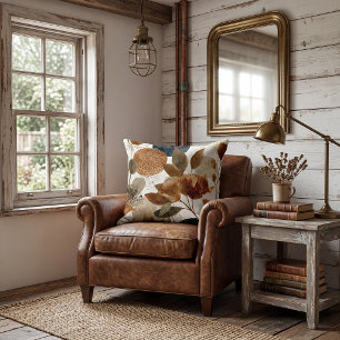 Floral Decorative  rustic leaves Throw Pillow