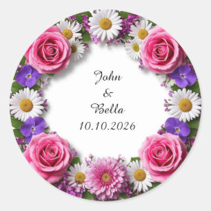 Floral Decorative Wreath Classic Round Sticker