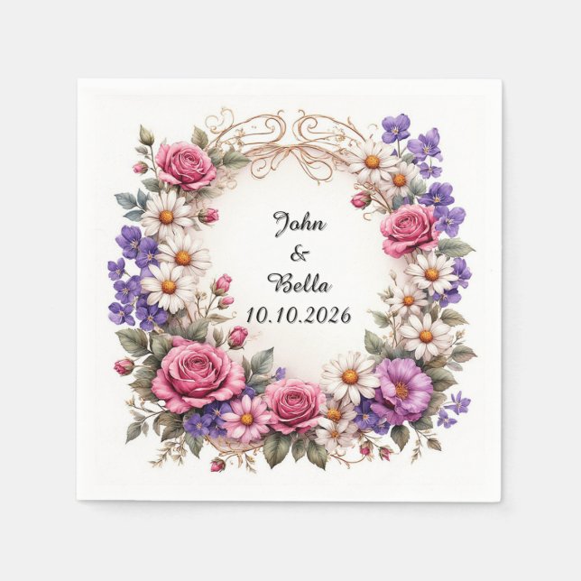 Floral Decorative Wreath Napkin (Front)