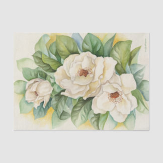 Floral Decoupage Magnolia White Watercolor Tissue Paper