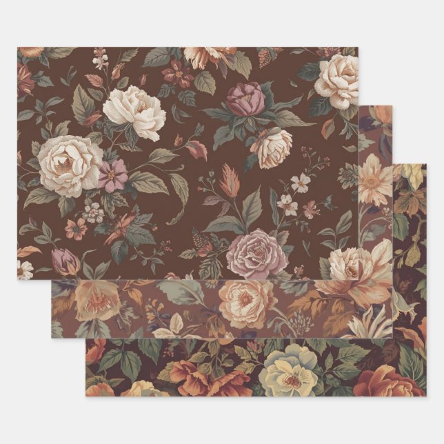 Floral Decoupage Paper Set of 3 Botanical (Set)