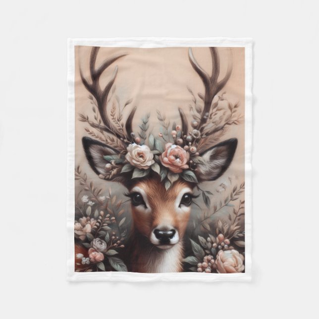 Floral Deer Antlers Blanket (Front)