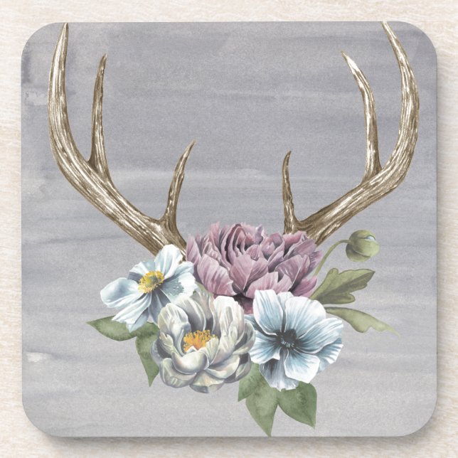 Floral Deer Antlers Coaster (Front)