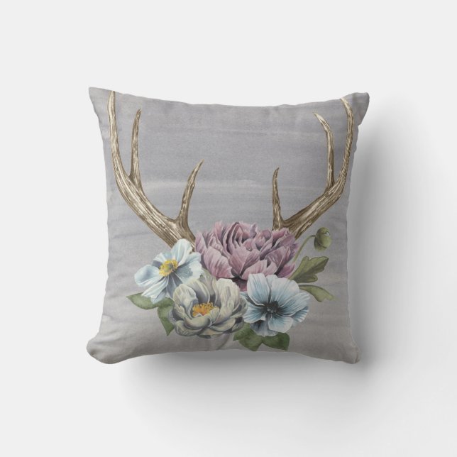 Floral Deer Antlers Cushion (Front)