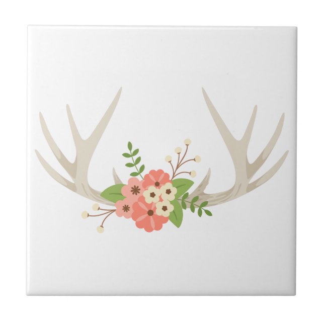 Floral Deer Antlers Tile (Front)