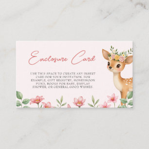 Floral Deer Baby Girl Enclosure Card
