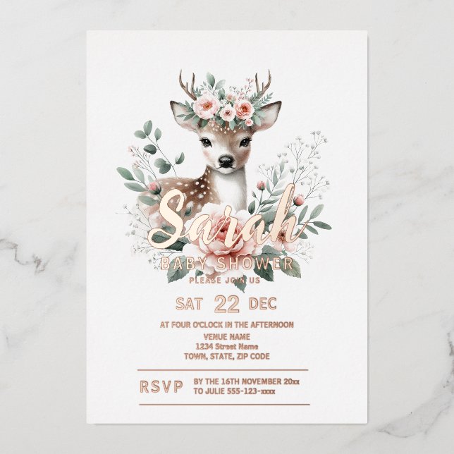 Floral Deer Baby Shower (Front)