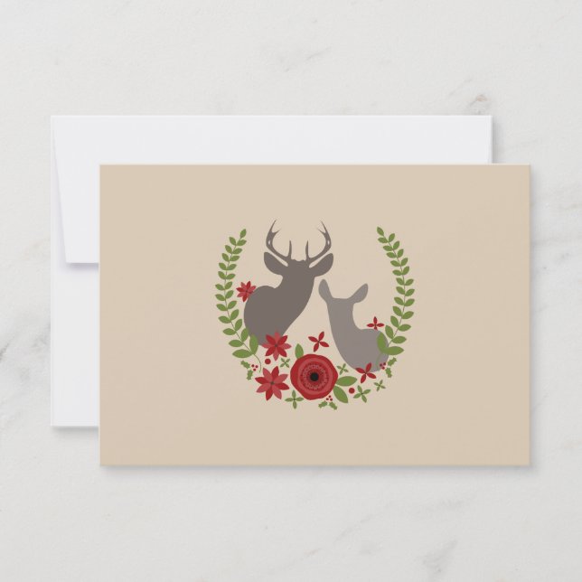 Floral Deer Christmas Wedding RSVP (Front)