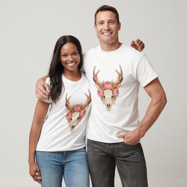 Floral Deer Skull T-Shirt  (Unisex)