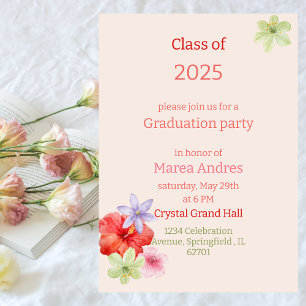 floral delicate beige graduation Invitation