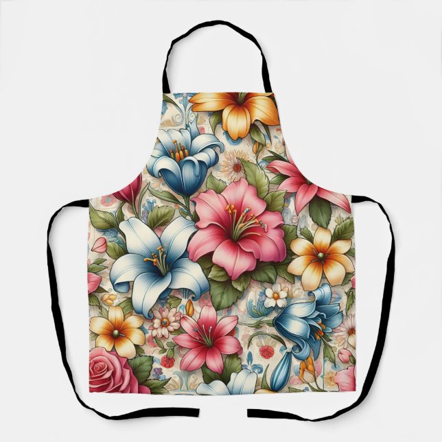 Floral Delight Kitchen Apron (Front)