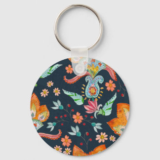 Floral Delight: Watercolor Flower Texture Key Ring