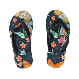 Floral Delight: Watercolor Flower Texture Kid's Jandals