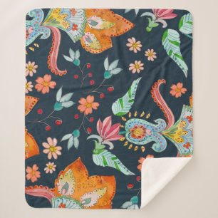 Floral Delight: Watercolor Flower Texture Sherpa Blanket