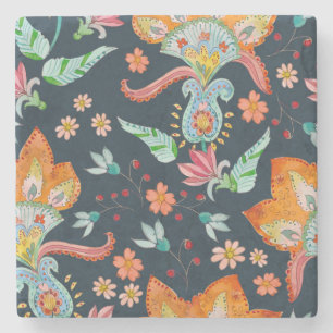 Floral Delight: Watercolor Flower Texture Stone Coaster