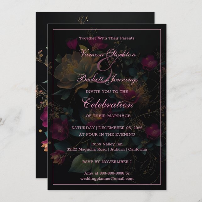 Floral Delight Wedding Invitation (Front/Back)