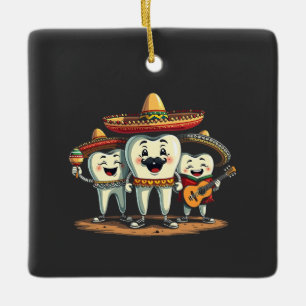 Floral Dental Tooth Funny Cinco De Mayo Ceramic Ornament