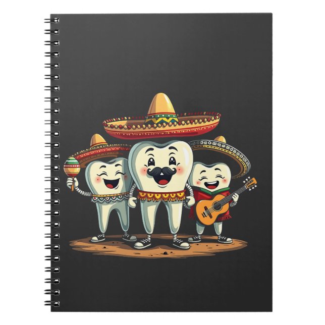 Floral Dental Tooth Funny Cinco De Mayo Notebook (Front)