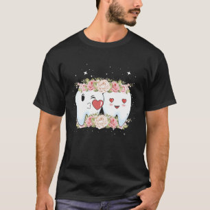 Floral Dentist Dental Hygienist Valentine's Day T-Shirt