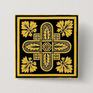 Floral Design 15 Cm Square Badge