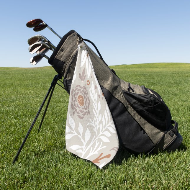 Floral Design 25 Golf Towel (Green)
