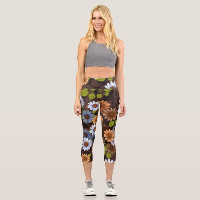 Floral Design 2 Capri Leggings (Front)