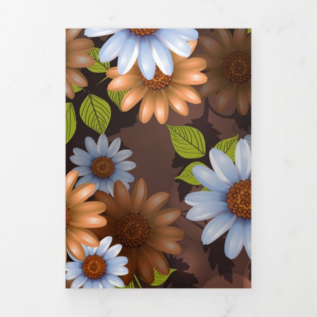 Floral Design 2 Tri-Fold Holiday Card (Cover)